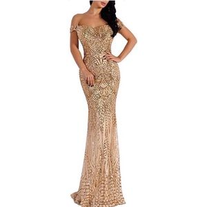 Gorgeous gold sequin glitter dress